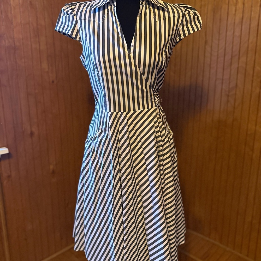 INC International Concepts Black and White Striped Midi Dress Sz. 8
